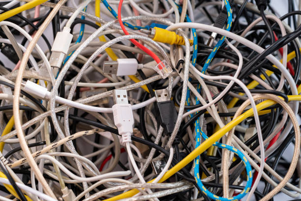 istock A pile of various used tech peripheral cables, connectors, and plugs, including universal standards for computers, audio and video cables, e-waste concept. 2023683458