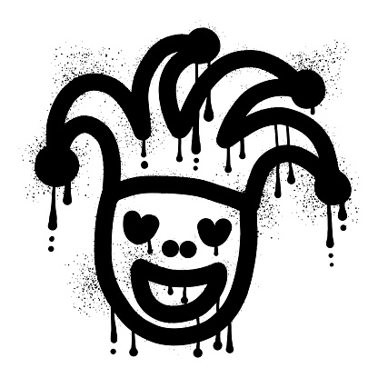 Fool jester graffiti with black spray paint