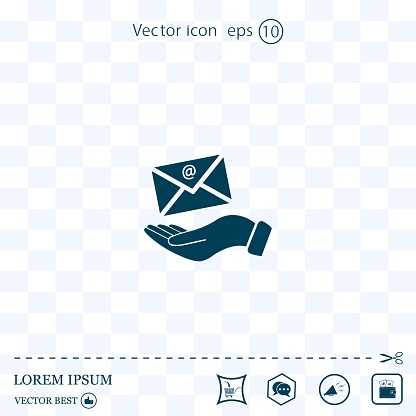 E-Mail in hand, vector icon illustration. Flat design style