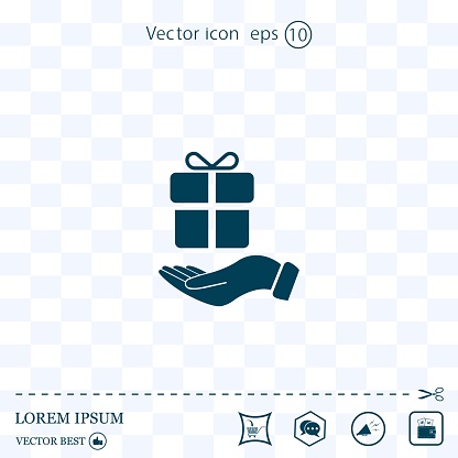 gift on hand web icon. vector design