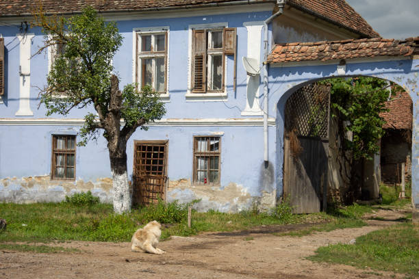 old blue house in Romania, Brasov ,Roades,2019