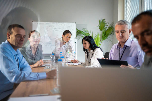 istock Hybrid meeting. Corporate business solutions. 2023845133