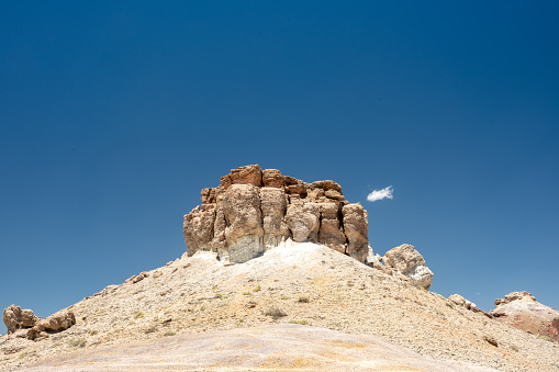 Rock Outcropping At The Top Of Bentonite Hills Along Cathedral Valley Loop in Capitol Reef