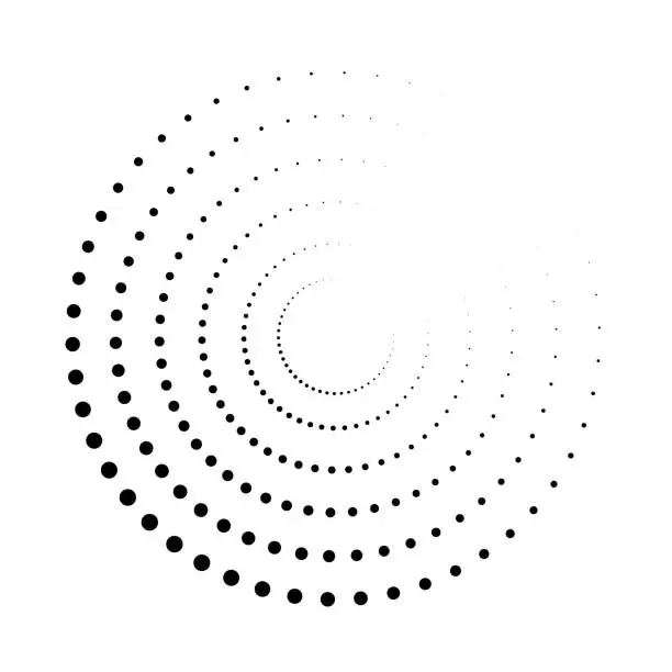 Vector illustration of Dot circle pattern vector halftone. Circular burst dot halftone round design
