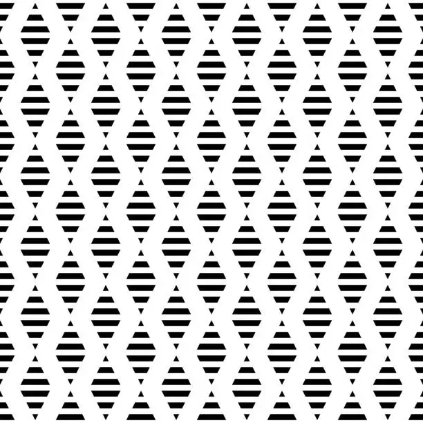 Vector illustration of Black rhombus triangle stripes seamless pattern background vector design.