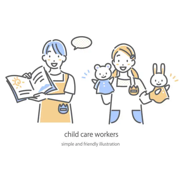 Vector illustration of childcare workers