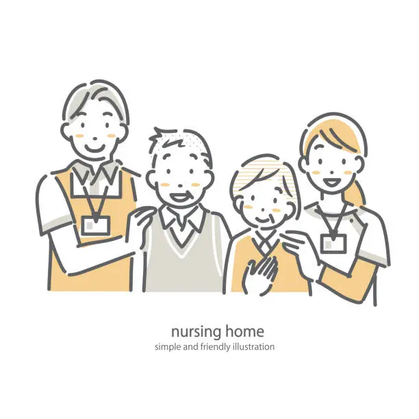 Vector illustration of caregivers and caretakers