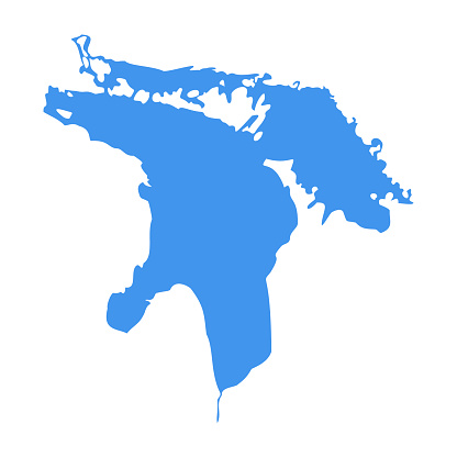 Lake Huron vector michigan silhouette symbol travel illustration.