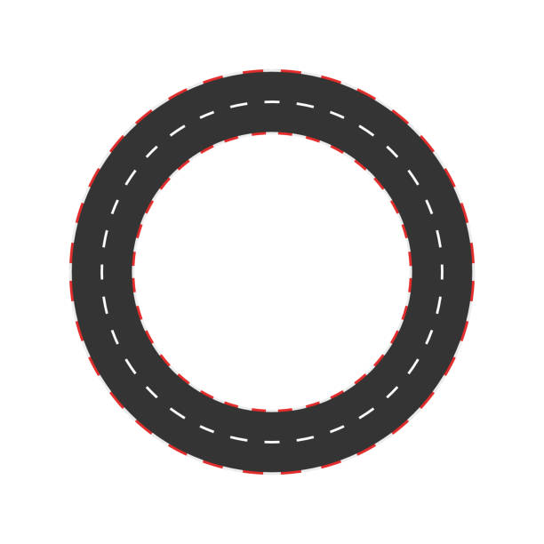 illustrazioni stock, clip art, cartoni animati e icone di tendenza di rally line track road border karting. race lane formula marking circuit - go cart sports race competition lane