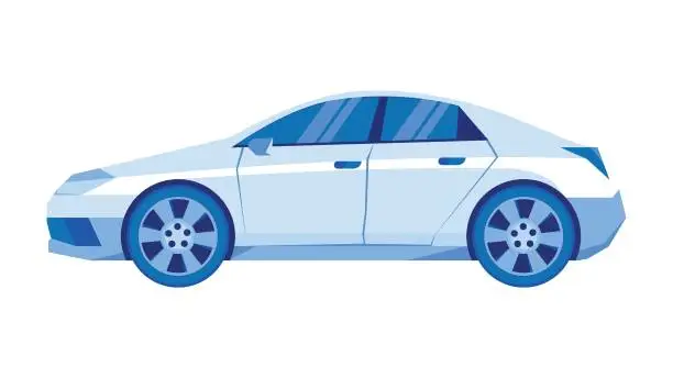 Vector illustration of White Car Driving