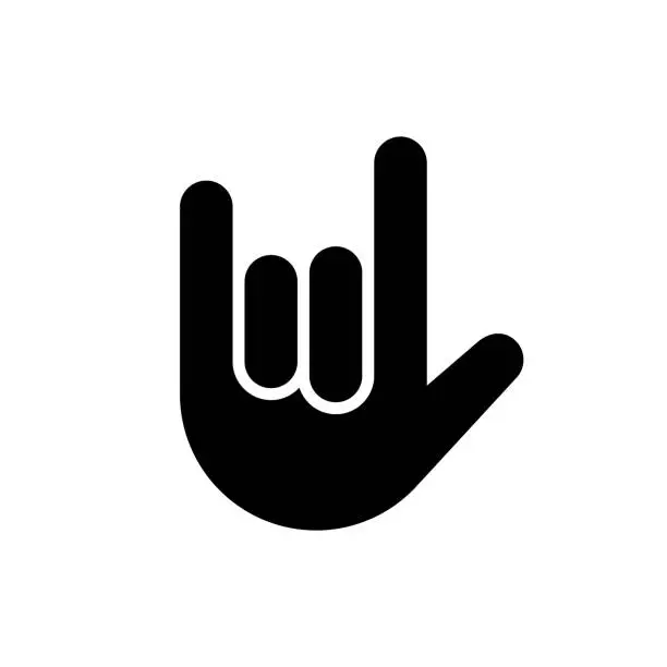 Vector illustration of Rock on hand icon. Hand roll sign logo metal symbol emoji gesture