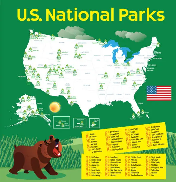 Vector illustration of National Parks of America