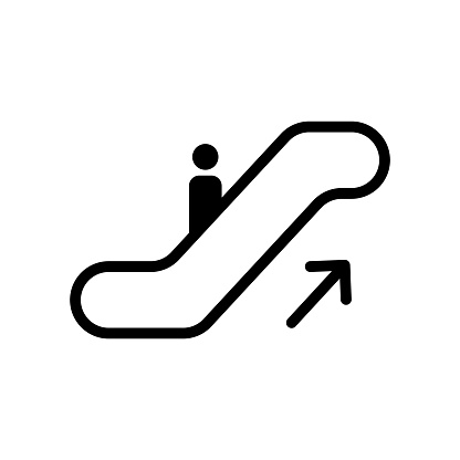 Escalate vector icon sign. Elevator mall symbol, escalator ladder icon.