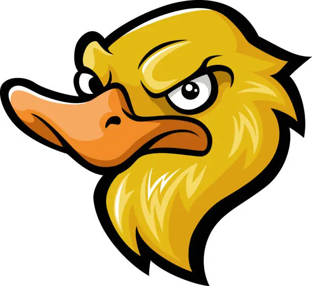 Vector illustration of Angry duck head cartoon on white background