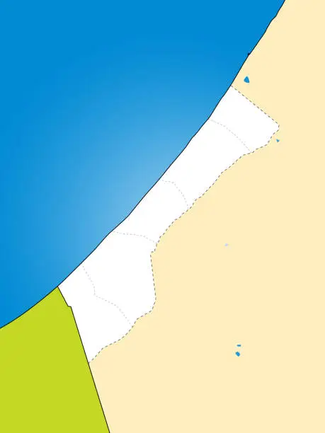 Vector illustration of Blank map of the Gaza Strip in Palestine, with provincial boundaries, Israel, Egypt