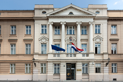 Croatian Parliament Building on Saint Mark`s Square, Zagreb, Croatia.