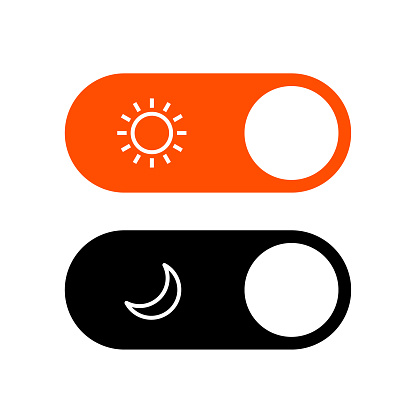 Day night mode switch ui button. Light dark mode slider theme.