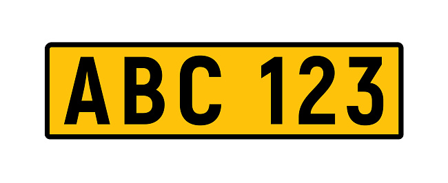 British uk car license plate template. GB car registration numberplate sign design.
