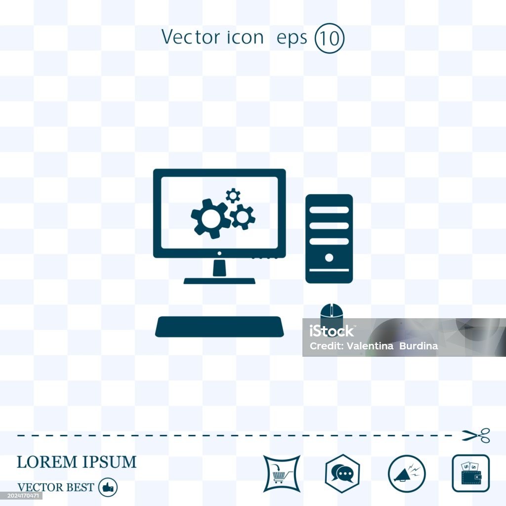 Parameter Computer Icon Setting Parameters Laptop Icon Vector Illustration Flat Design Style ...