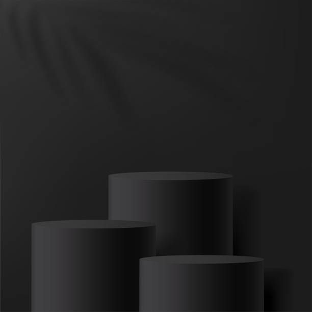 istock 3d black color podium and minimal black color wall scene. 3d podium minimal abstract background. Vector 2024191183