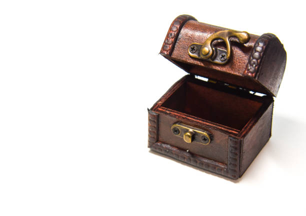 Directly Above Shot Of Treasure Chest And Pine Cones On Table