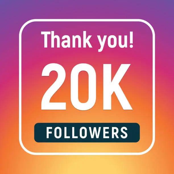 Vector illustration of Thank you 20000 followers congratulation subscribe. 20k like follow anniversary