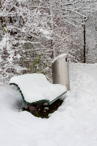 Snow Covered Park Bench, Zurich, Switzerland