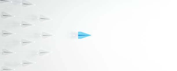 istock Leadership concept, blue leader plane leading white plane, on white background. 2024266794