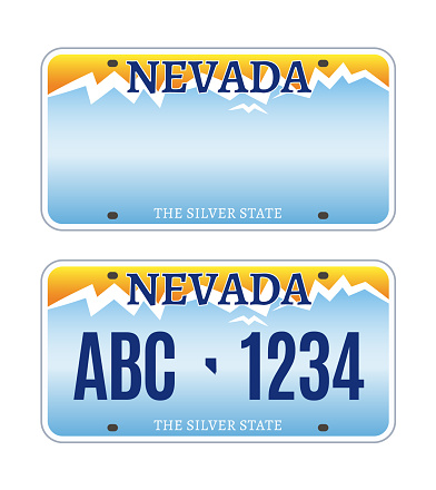 American Nevada car license plate vector registration. Car licence vehicle nevada state numberplate design.