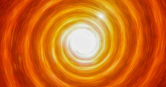 Yellow energy magic hi-tech digital tunnel spiral vortex whirlpool frame made of futuristic force field energy lines. Abstract background.