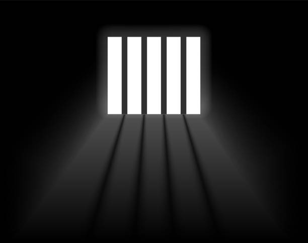 dungeon prison window background. jail cell empty window light justice crime prison - jail cell window stock-grafiken, -clipart, -cartoons und -symbole