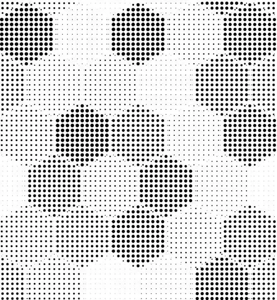 Vector illustration of Hexagon geometric pattern vector seamless halftone design. Dot hexagon texture seamless