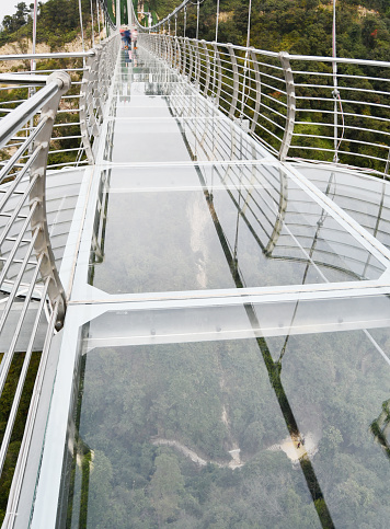 Part of glass bridge in a tourist resort