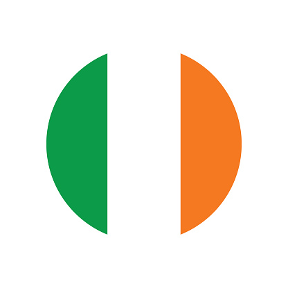 The flag of Ireland. Flag icon. Standard color. Circle icon flag. 3d illustration. Computer illustration. Digital illustration. Vector illustration.