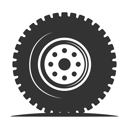 Retro Vintage Heavy Truck Wheel Tyre Illustration Design Vector