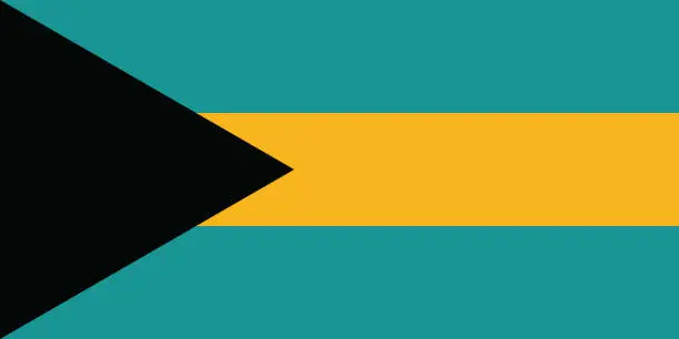 Vector illustration of Bahamas flag. Flag icon. Standard color. Standard size. A rectangular flag. Computer illustration. Digital illustration. Vector illustration.