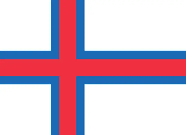 Vector illustration of Faroe Islands flag. Flag icon. Standard color. Standard size. A rectangular flag. Computer illustration. Digital illustration. Vector illustration.