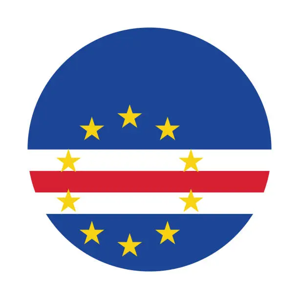 Vector illustration of Cape Verde flag. Flag icon. Standard color. Round flag. Computer illustration. Digital illustration. Vector illustration.