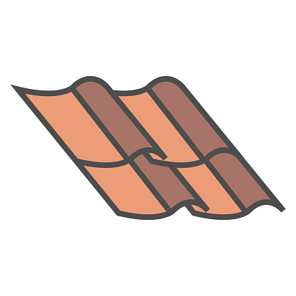 Simple Minimalist Brown Roof Clay Rooftile for House Construction Illustration Design Vector