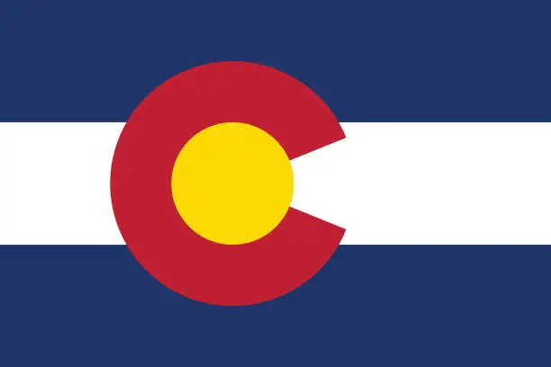 Vector illustration of Colorado flag. Flag icon. Standard color. Standard size. A rectangular flag. Computer illustration. Digital illustration. Vector illustration.