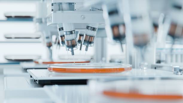 istock Futuristic Laboratory. High Precision Research Equipment Conducting Experiments. Bioprinting Advanced Technology Concept. Automated Injectors working on Artificially Grown Tissues. 2024513570