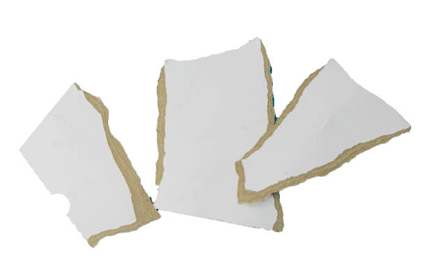 A strip of paper torn from a larger sheet, revealing a clean white space beneath. The edge of the torn paper curls slightly, creating a contrast between the rough tear and the smooth background.