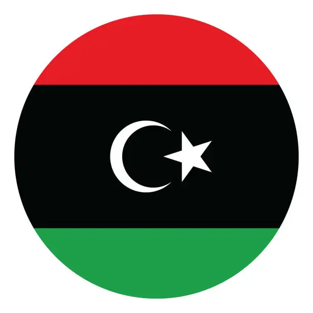 Vector illustration of Libya flag. Flag icon. Standard color. Circle icon flag. Computer illustration. Digital illustration. Vector illustration.