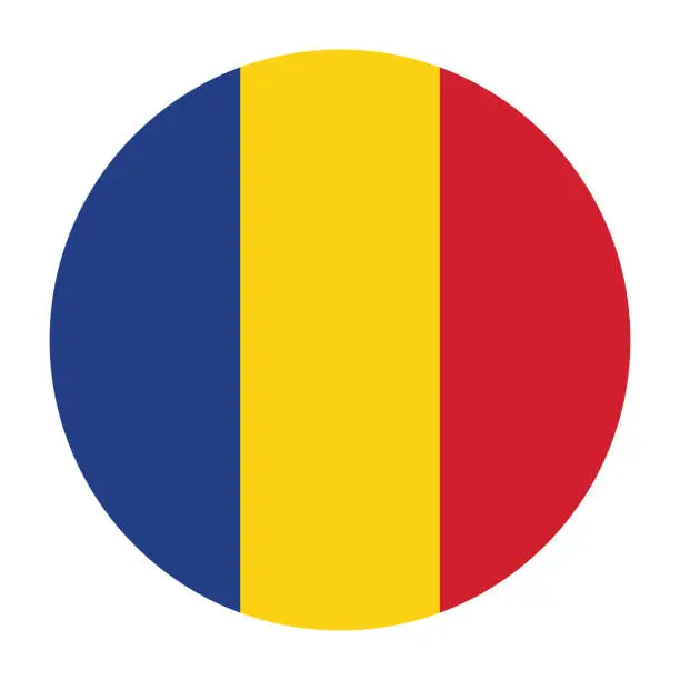 Vector illustration of Romania flag. Flag icon. Standard color. Circle icon flag. Computer illustration. Digital illustration. Vector illustration.