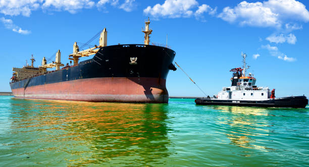 istock Tugboat helping ship in the harbor 2024557341