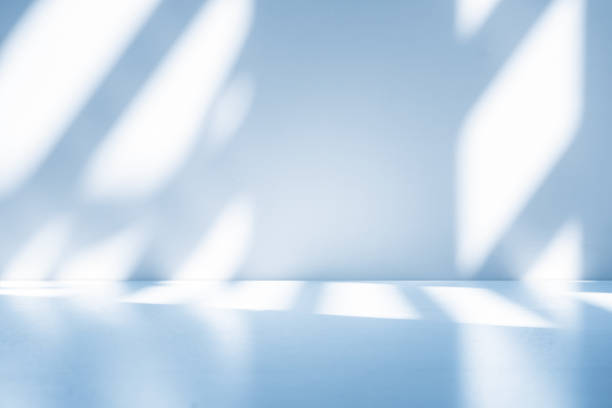 istock Wall interior background, studio, and backdrops show products. with shadow from window color white and blue light. background for text insertion and presentation of product 2024567271