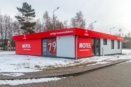 Stary Chrzastow, Poland - January 21, 2024: Orlen motel at A2 highway.
