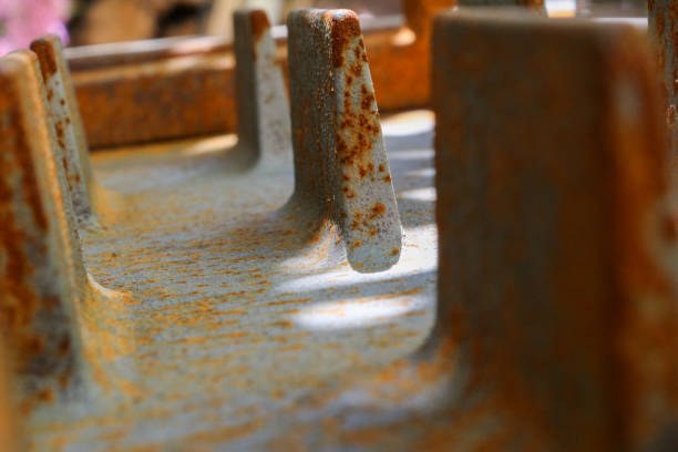 Abstract composition with a rusted metal plate. Light and shadows.