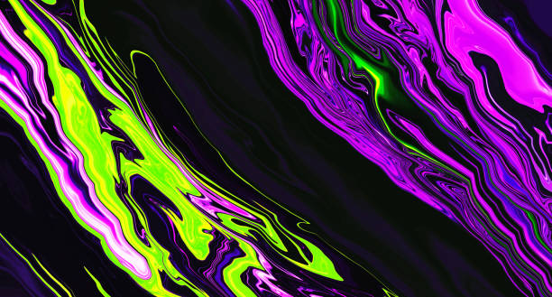 istock Bright fluid violet, black, neon green background. Abstract liquid purple pink wave. Glitch Art trippy digital screen. Celebration Backdrop. Royal banner. Template. Luxury texture. Creative flyer 2024643190