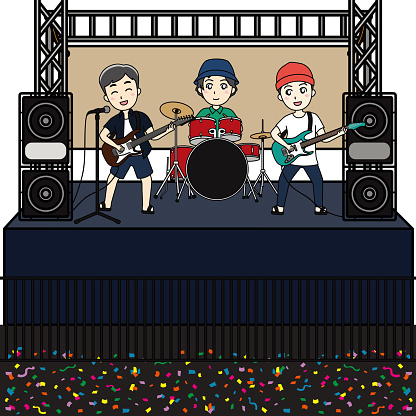 Illustration of a band performing a no-show show under the influence of COVID-19.